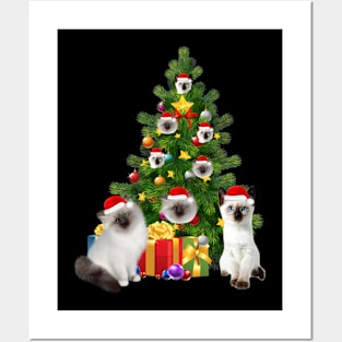 Siamese Cat Christmas Tree T-Shirt Posters and Art